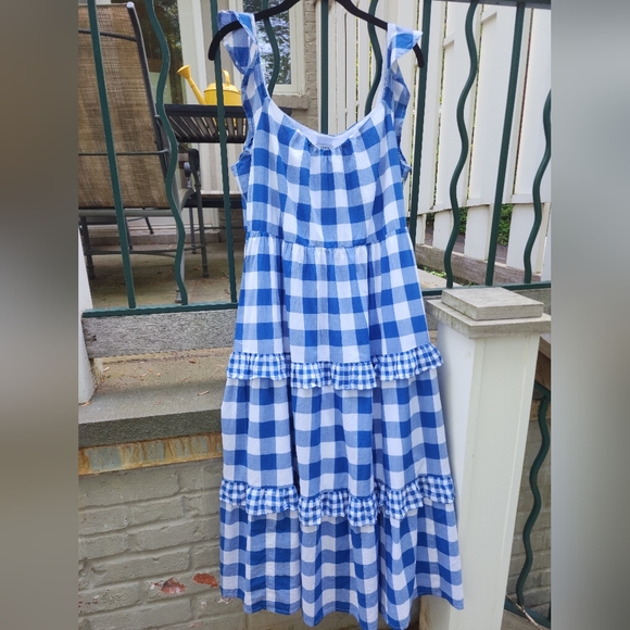 J. Crew Dresses & Skirts - Blue Gingham Midi Dress. Size Large. Made In India. J Crew Factory